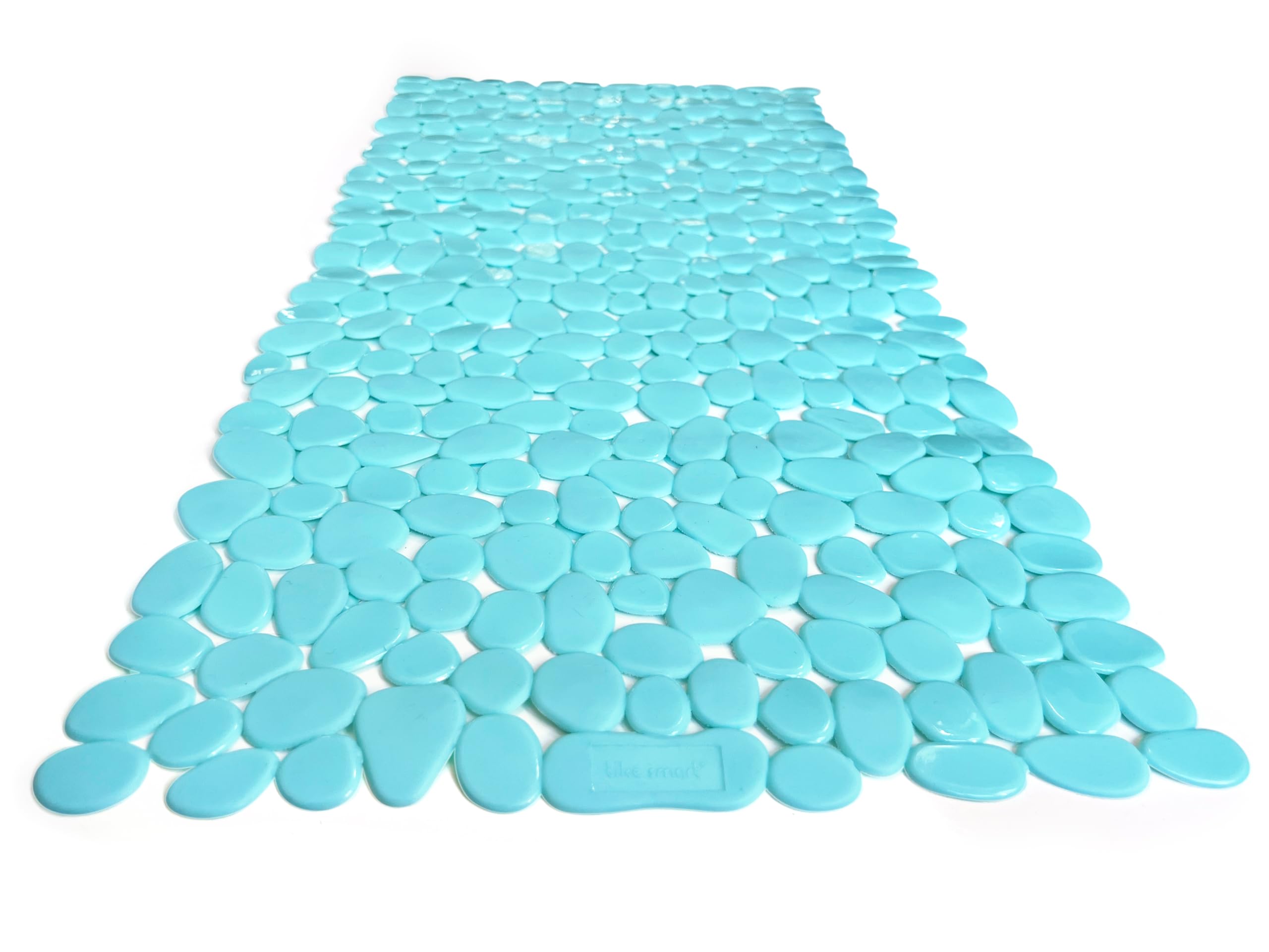TIKE SMART “Pebbles” Non-Slip Bathtub/Shower Mat 27.5”x14” Rectangular, Non-Toxic, Safe, Clean, Machine-Washable, Superior Grip & Drainage, Vinyl, for Smooth Floors ONLY, Opaque Aqua