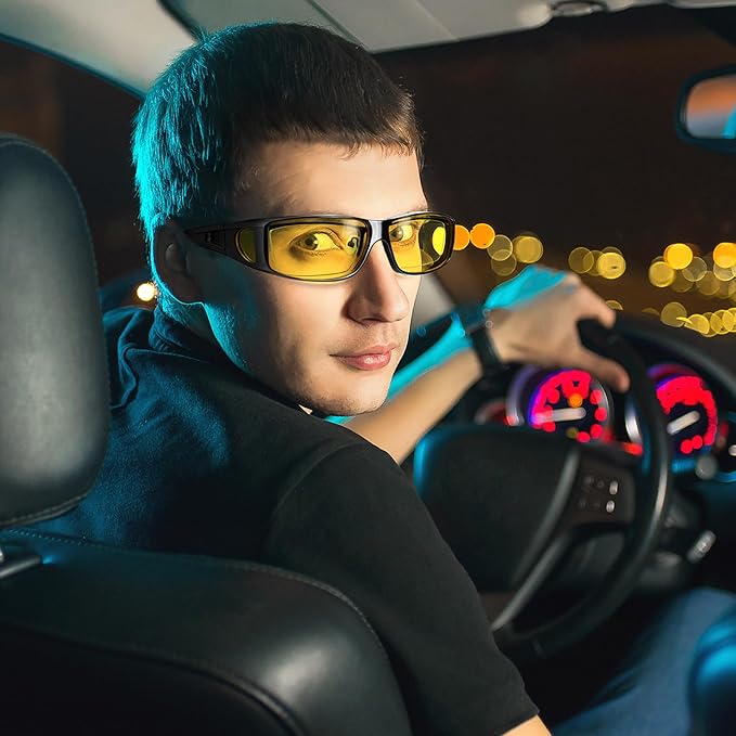 Gafas de Sol con Visión Nocturna Para Conducir Over Over Anteojos Hombre Mujer Amarillo miniatura 5