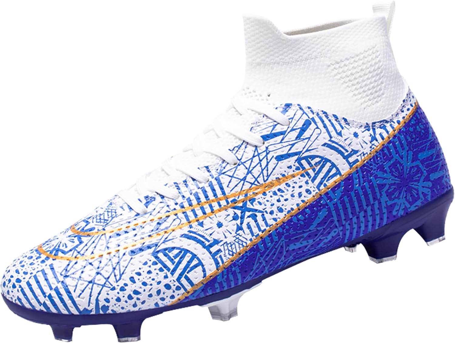 HHY Men's Soccer Cleats Football Shoes High-Tops Lace-Up Non-Slip Spikes