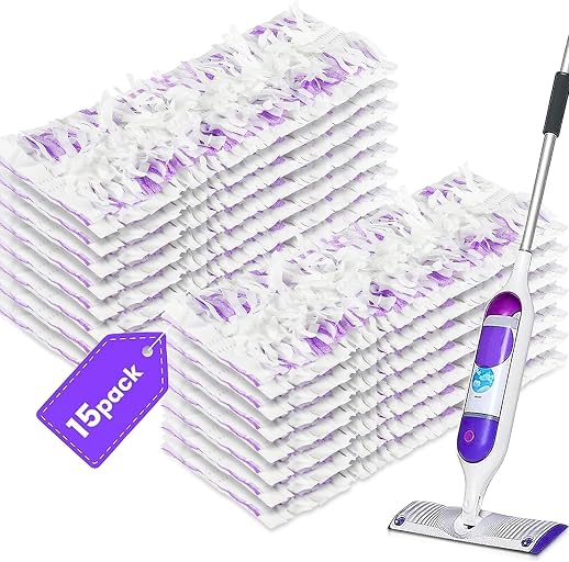 15 Count Disposable Mop Pads Refills for Swiffer Power Mop | Thickened Wet Dry Multi-Surface Mop Refills, Safe for Hardwood Tile & Laminate Floorsm,Compatible with Swiffer Power Mop