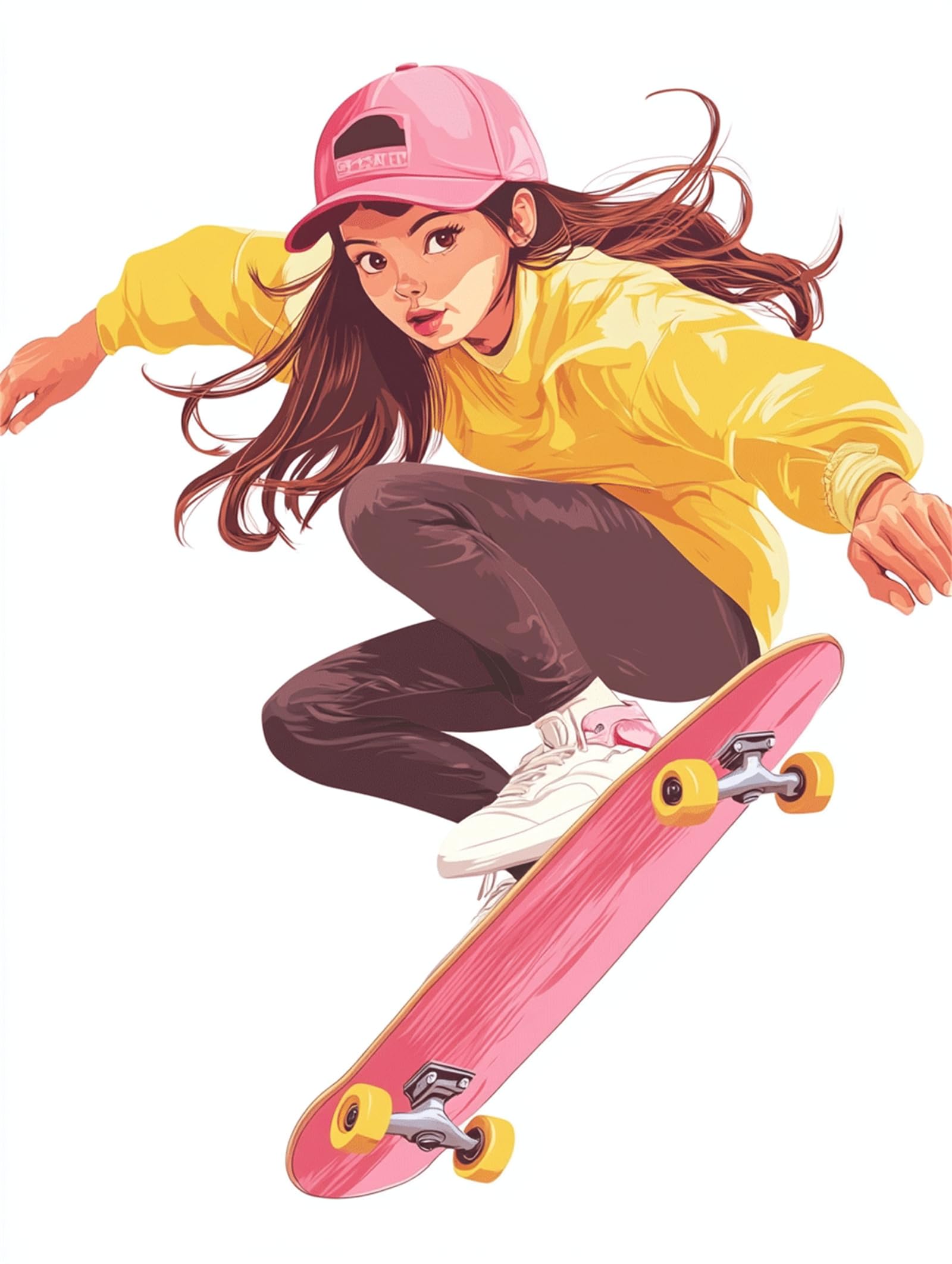 Dipingere con i Numeri per Adulti Ragazza,Dipingi Con i Numeri Bambini Hobby per Donne 6 7 8 9 anni,Skateboard Painting by Numbers Kit Arte per Decorazione Della Casa con telaio 80x120 cm-DK565