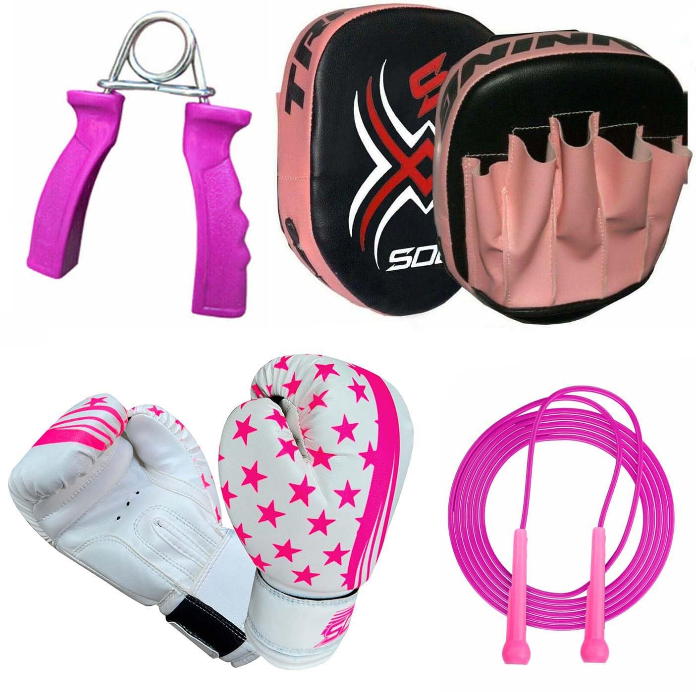 Junior Youth Focus Pads Set Hook & Jabs Coaching Pad Pro Boxing Mitts Sparing Boxing Gloves Punching MMA Training Mitten Target Striking Boys And Girls (Pink)