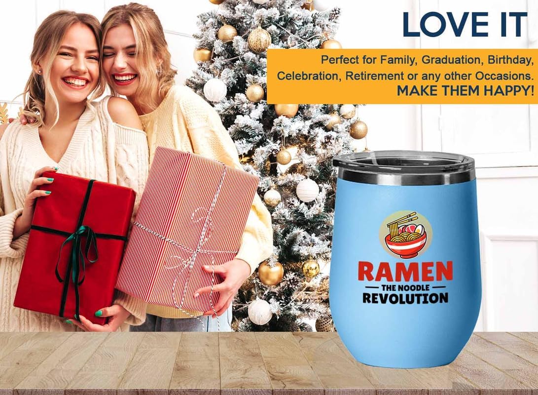 Ramen Lover Blue Edition Wine Tumbler 12oz - The Noodle Revolution - Food Lovers chicken pumpkin vegan pantry spicy noodles image 5