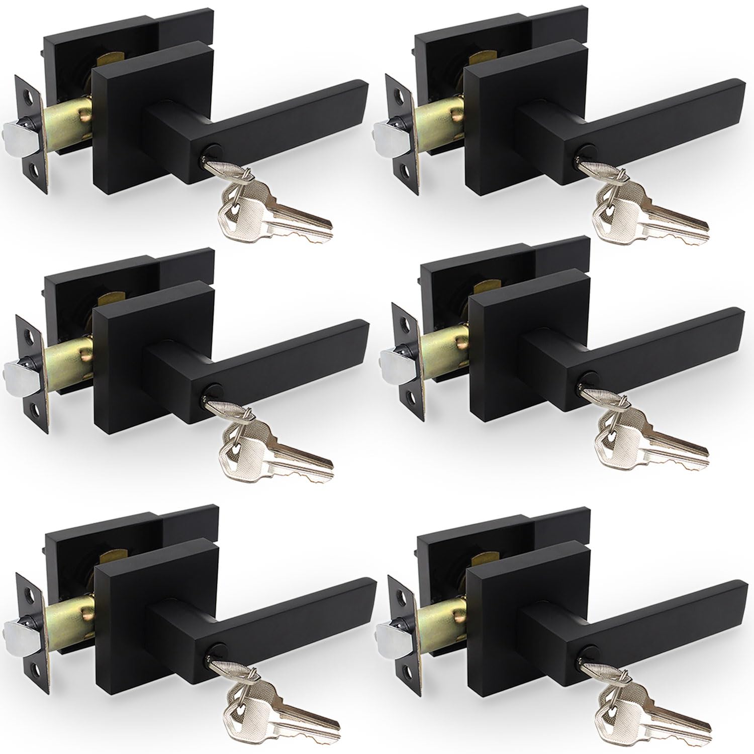 KUAGINZUHE Privacy Door Levers, 6 Pack Matte Black