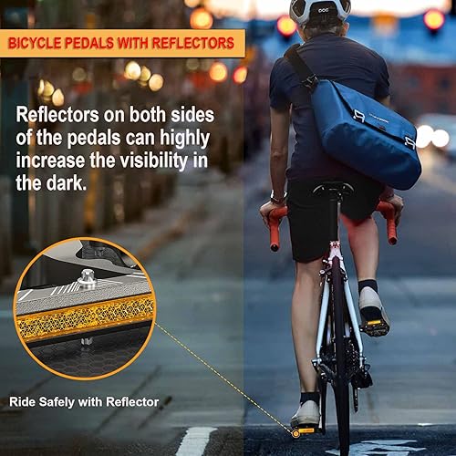 Miniatura 2 de Pedales de bicicleta de 916 pulgadas, pedales de bicicleta con reflectores, 3 rodamientos sellados, pedales de plataforma ancha para bicicleta de