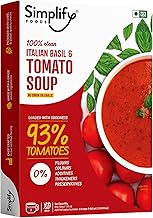 Simplify Foods Italian Basil & Tomato Instant Soup | Made with 93% Real Tomato, & Fresh Basil | Pack of 1 (Makes 500ml) | Just Add Hot Water | No Cooking Required | Clean Label | 0% Additives or Preservatives