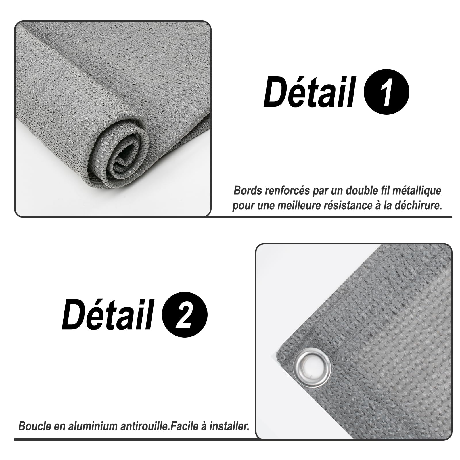 SUNNY GUARD Brise Vue Balcon 100x600cm HDPE Protection Solaire Respirabilité Gris