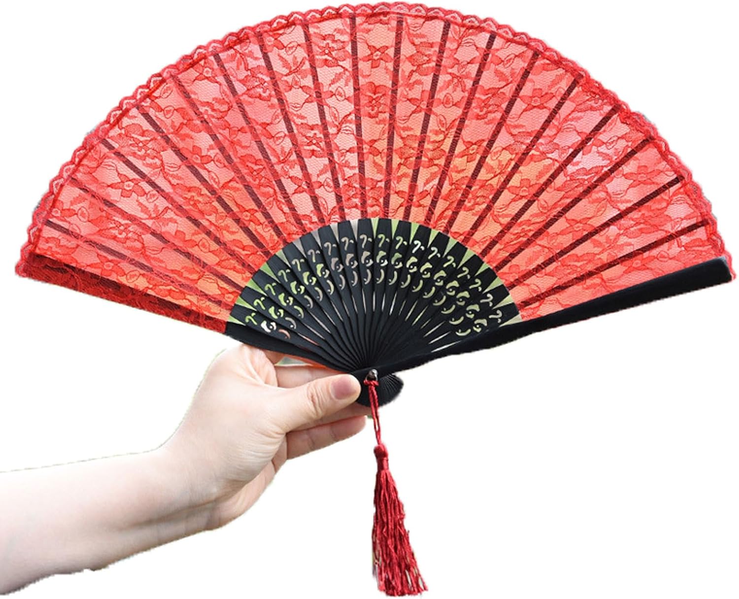 Retro Folding Fan Lace Hand Fan Can be Used as Clothing Accessories Masquerade Decoration Shooting Props
