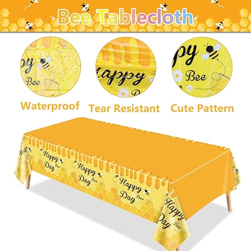 Miniatura 4 de Mantel de abejas, 4 manteles rectangulares con diseño de abejas y abejas, mantel amarillo para decoración de baby shower, decoración de fiesta de