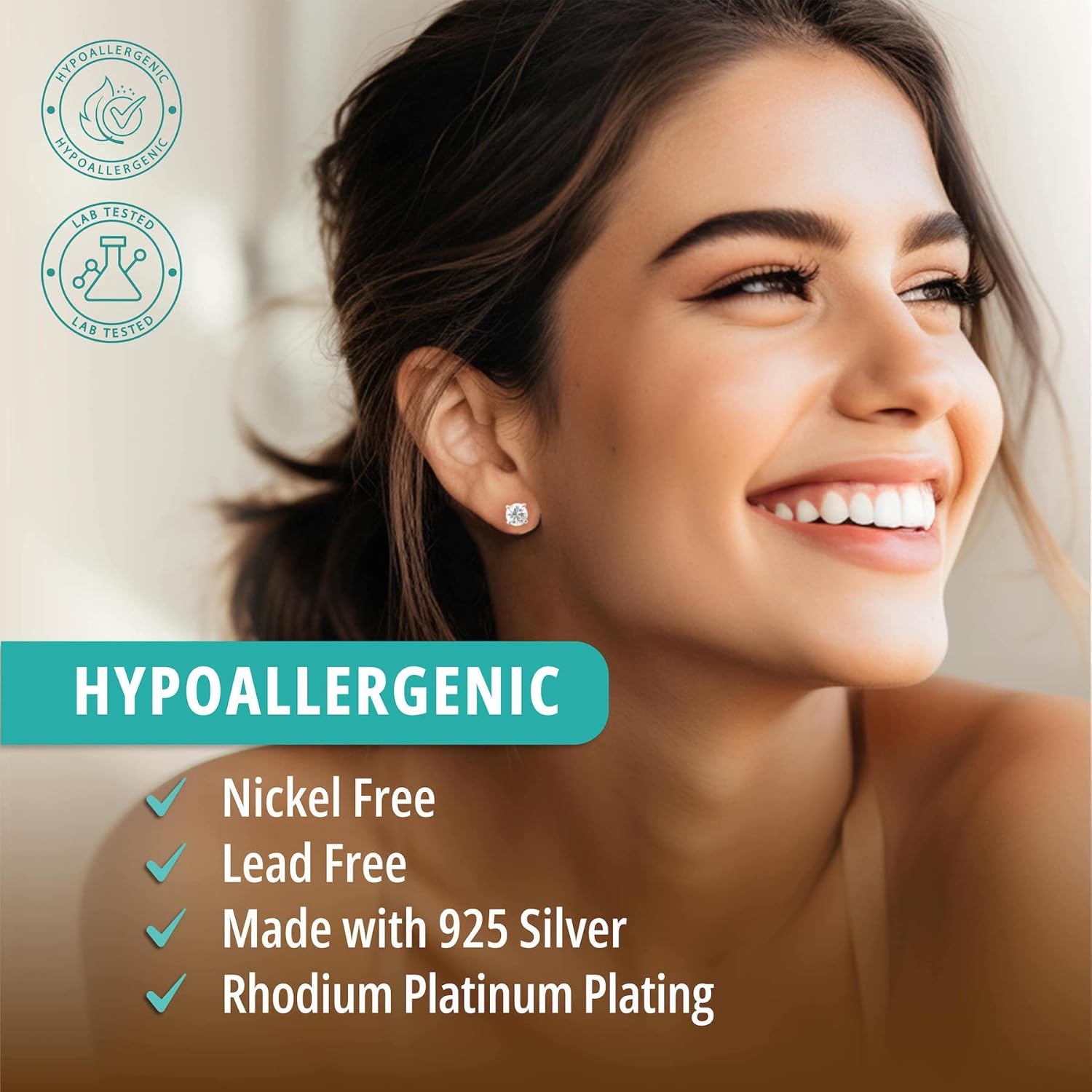 Moissanite Earrings for Women & Men - Moissanite Stud Earrings, 925 Sterling Silver Jewelry, Lab Created Studs Earring, D Color, VVS1 Clarity, Round Cut, 1-3 Carat - Image 3