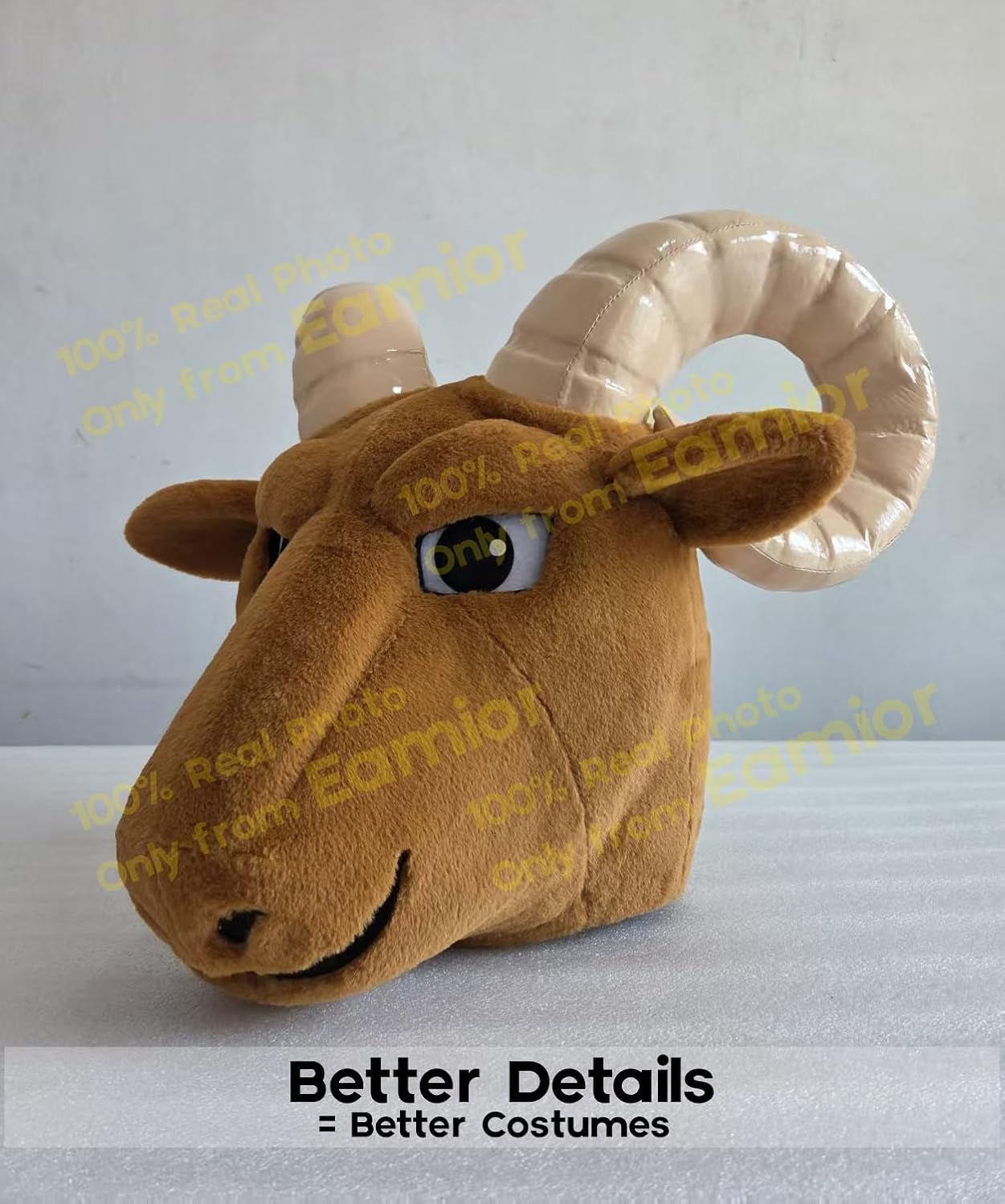 Strong Ram Mascot Costume in Red Shirt Adult Size for Men & Women with Built-in Fan Inside the Head