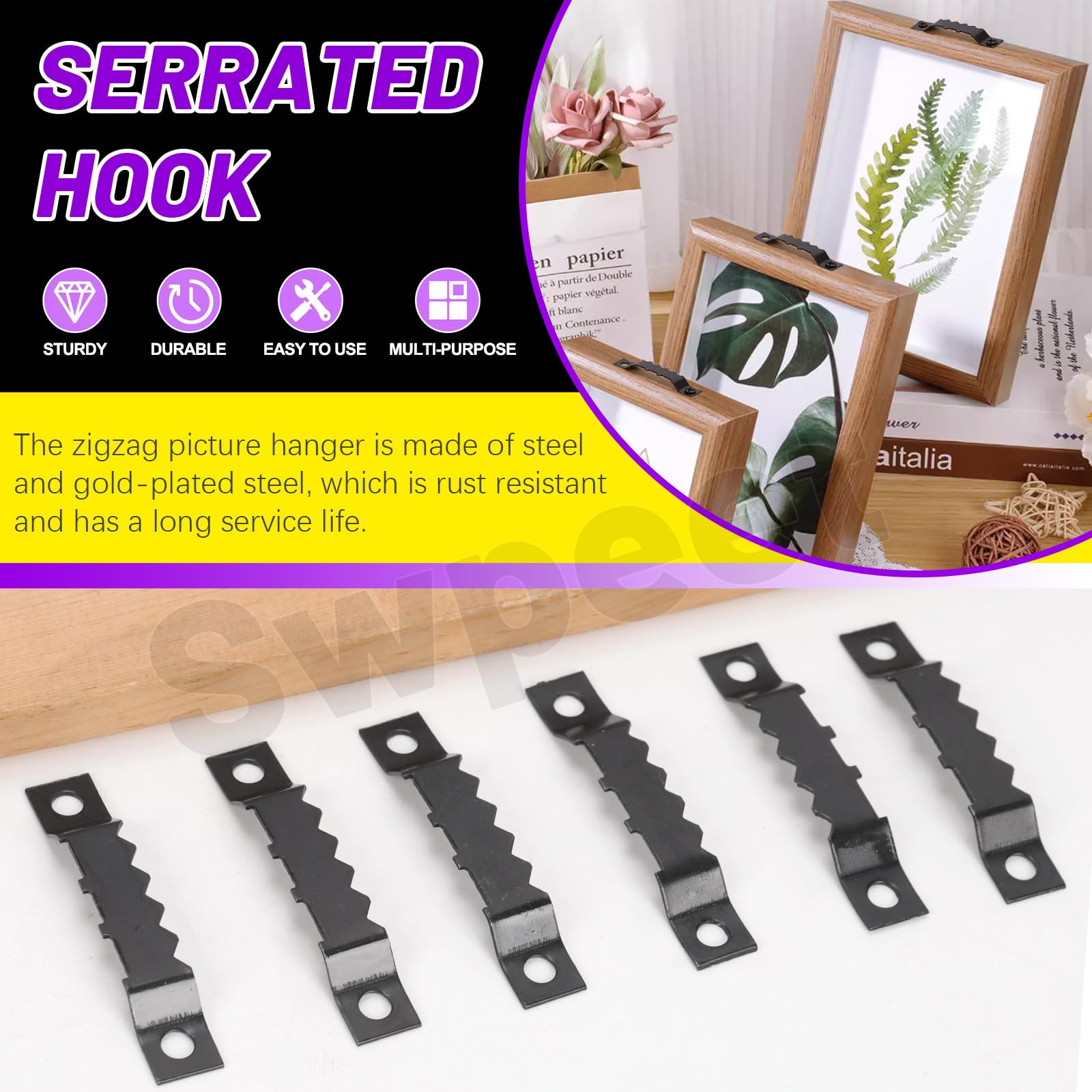 Swpeet 401Pcs Black Picture Hangers Kit - Image 3