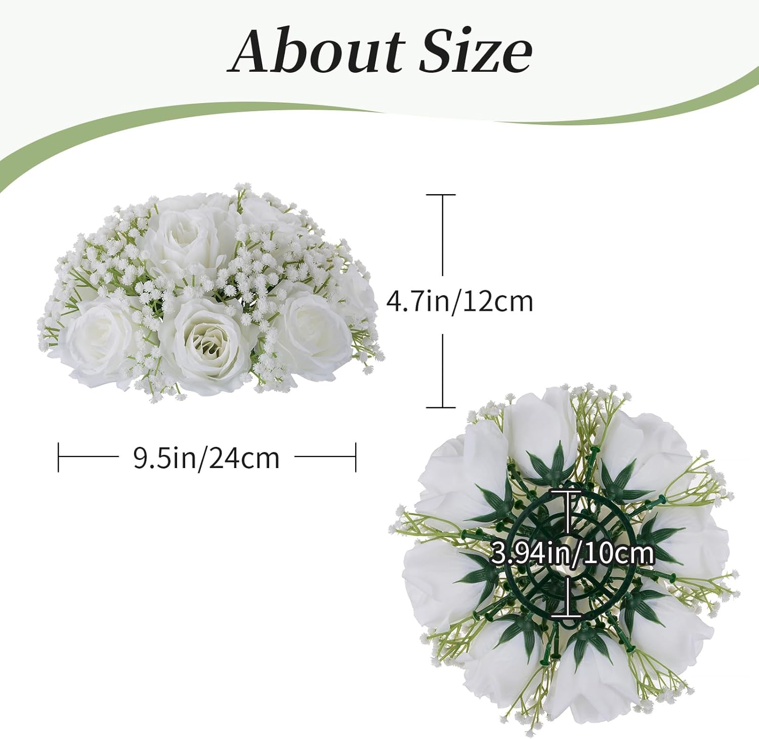 BLOSMON Babys Breath Artificial Flowers: 10 Pcs White Rose Baby Breath Ball Centerpieces for Wedding Table - Fake Silk Kissing Floral Arrangement for Home Party Event Decoration - Image 2