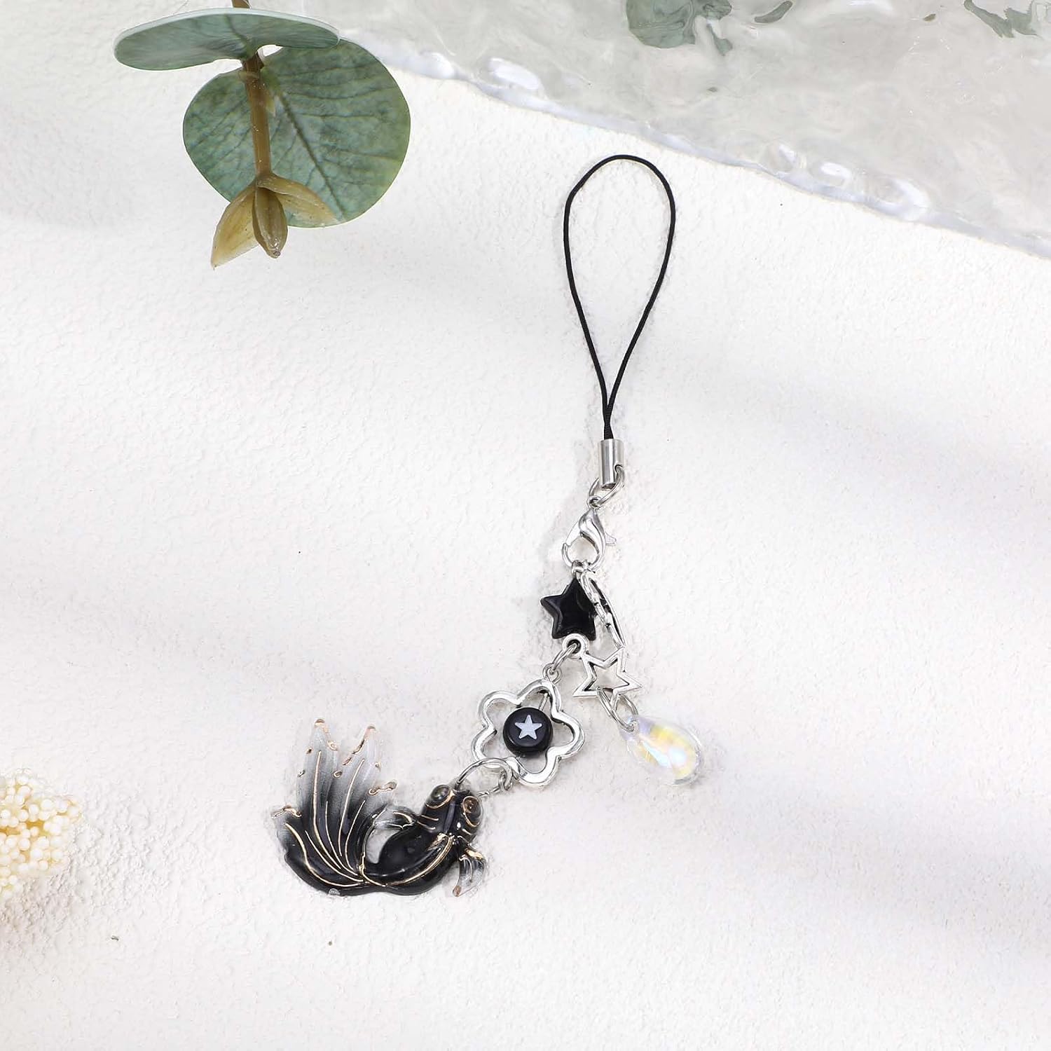 Mabor 4PCS Koi Phone Charm Set, Y2K Aesthetic Cute Cell Phone Charms with Beads, Acrylic Fish Pendant for Phones Case & Bag