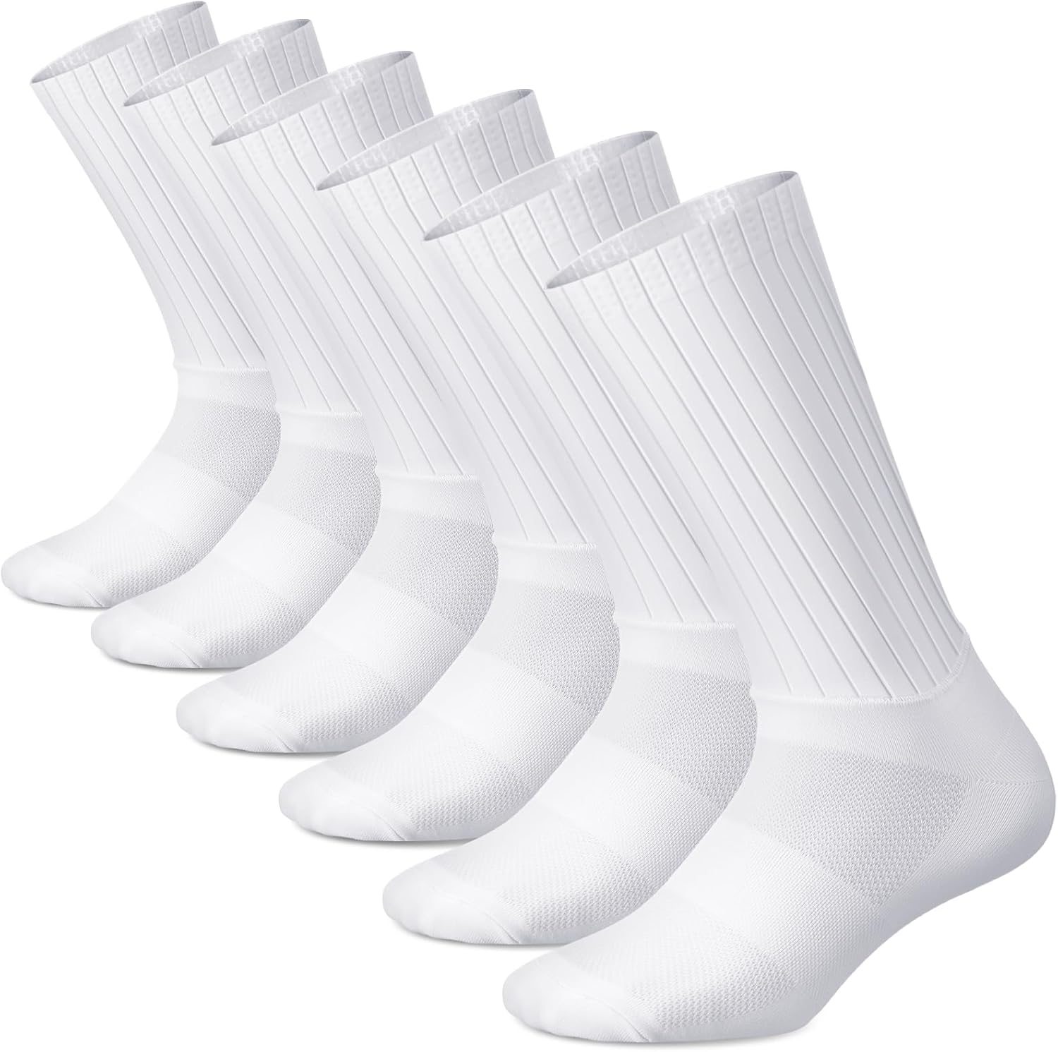 Newcotte 3 Pairs Aerodynamic Cycling Socks - Anti-Slip Silicone, Breathable Chinlon, Unisex for Men Women Running Sports