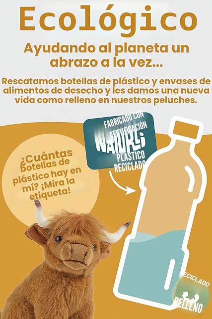 Foto 5 de 6 de Living Nature Vaca Highland, Juguete de granja suave y realista, peluche ecológico Naturli, 16 cm