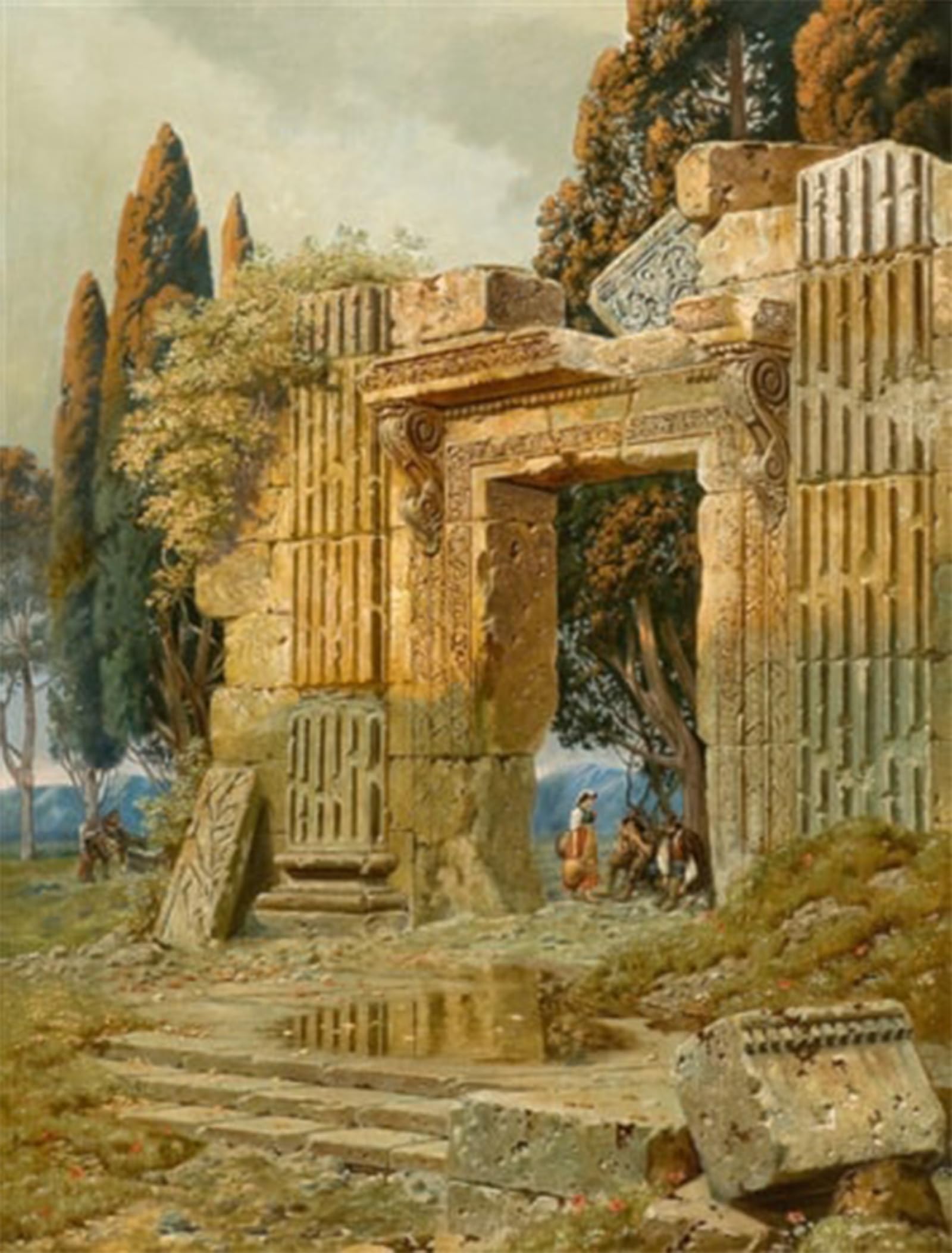 ARTXLXXBN Famous Art Print Poster Vintage Wall Art Ruine in Der Campagna by Ferdinand Knab Canvas Art Poster for Home Decor 60x90cm