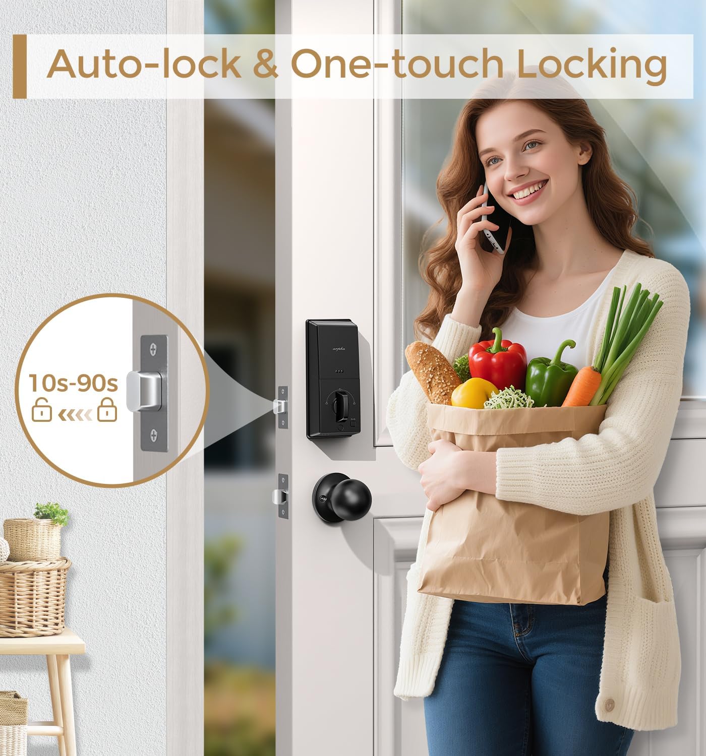 Keyless Entry Door Lock with 2 Door Knobs - App Control  Keypad Deadbolt Smart Locking, 100 User Codes, Anti-Peep Password, Auto Lock  One-Time Codes, Easy Install for Front Door Security (Bronze) Keyless Entry Door Lock with 2 Door Knobs - App Control  Keypad Deadbolt Smart Locking, 100 User Codes, Anti-Peep Password, Auto Lock  One-Time Codes, Easy Install for Front Door Security (Bronze)