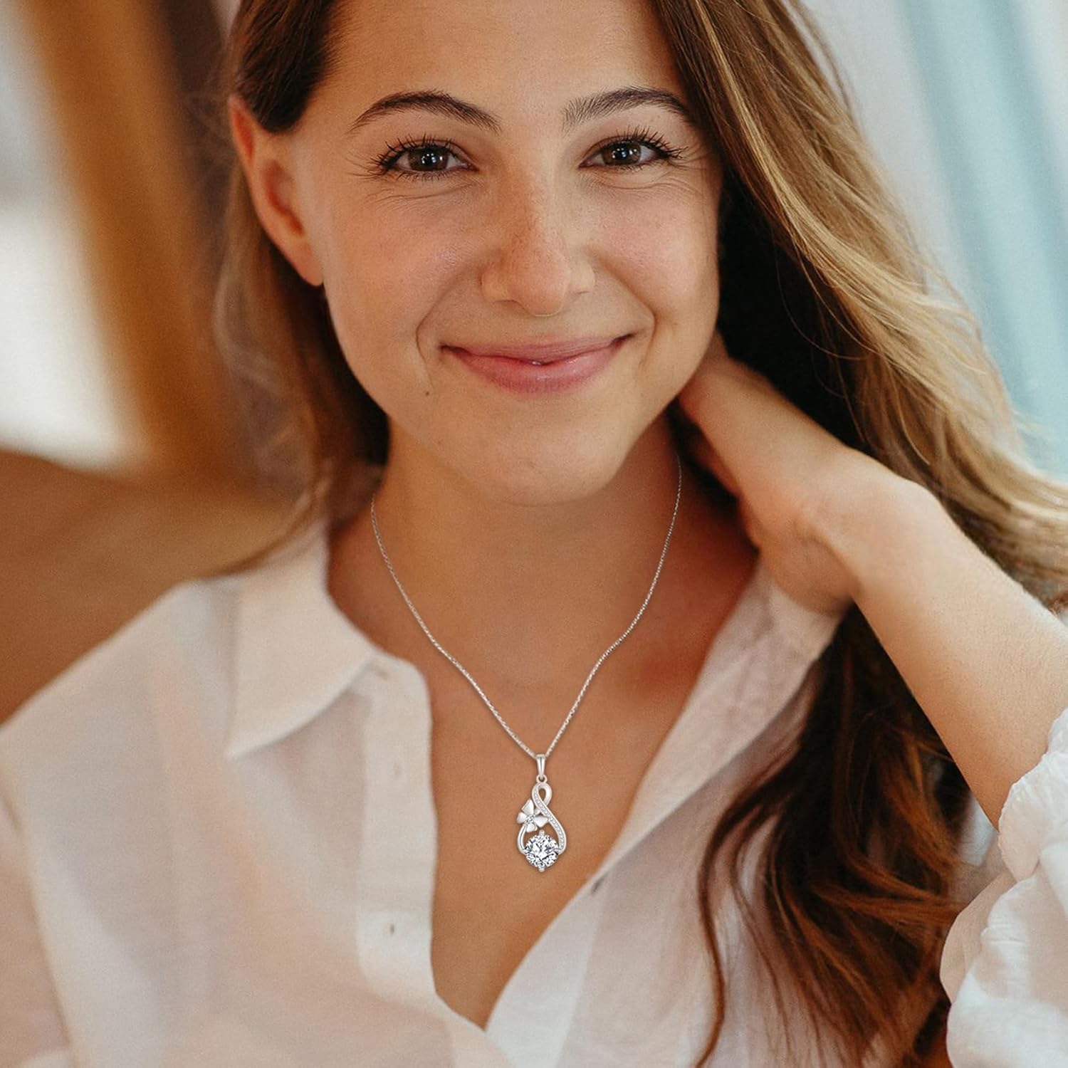 Butterfly Necklaces for Women 925 Sterling Silver Infinity Pendant Necklace Birthstone Jewelry Gifts for Her - Image 2