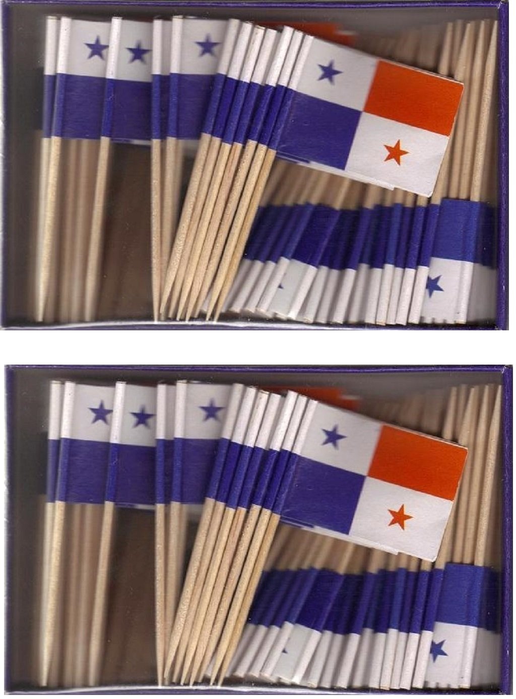 2 Boxes Mini Panamanian Toothpick Flags, Total 200 Small Mini Panama Flag Cupcake Toothpicks or Tiny Cocktail Sticks & Picks