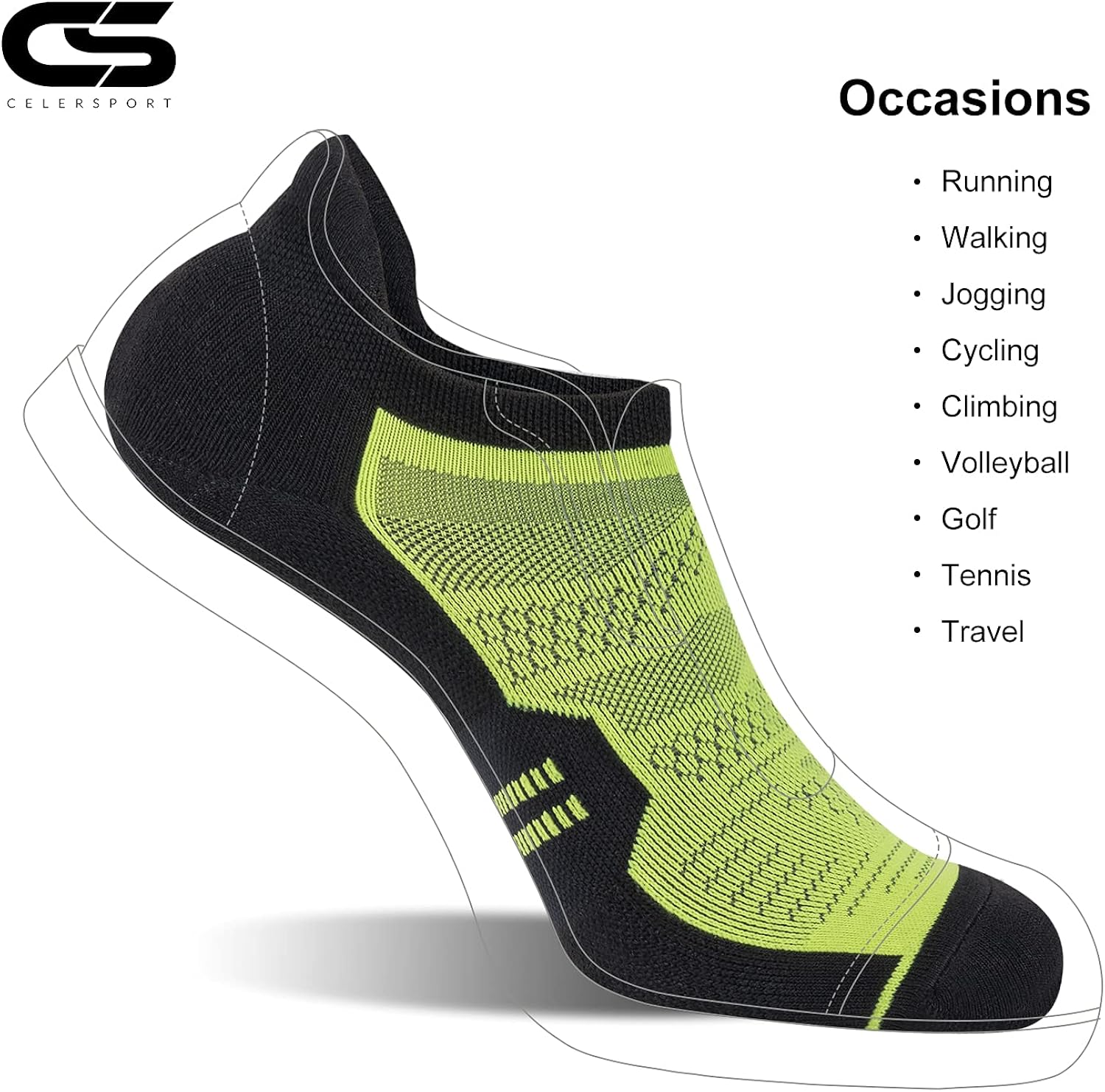 CS CELERSPORT 6 Pack Womens Ankle Running Socks Cushioned Athletic Low Cut Socks with Tab : Sports & Outdoors