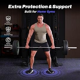 AIRHOP 0.56in Thick 24 Sq Ft Exercise Equipment Mats, 6 Tiles Upgraded Rubber Top with High Density EVA Foam, Large Interlocking Puzzle Gym Flooring for Home Gym, Heavy Weight Workout, 24 x 24in