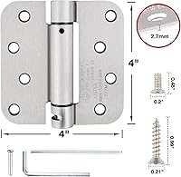 Vista 2 de Bisagras automáticas de cierre automático para puerta, satinado/níquel cepillado de 4 x 4 pulgadas, bisagras de resorte resistentes para puertas