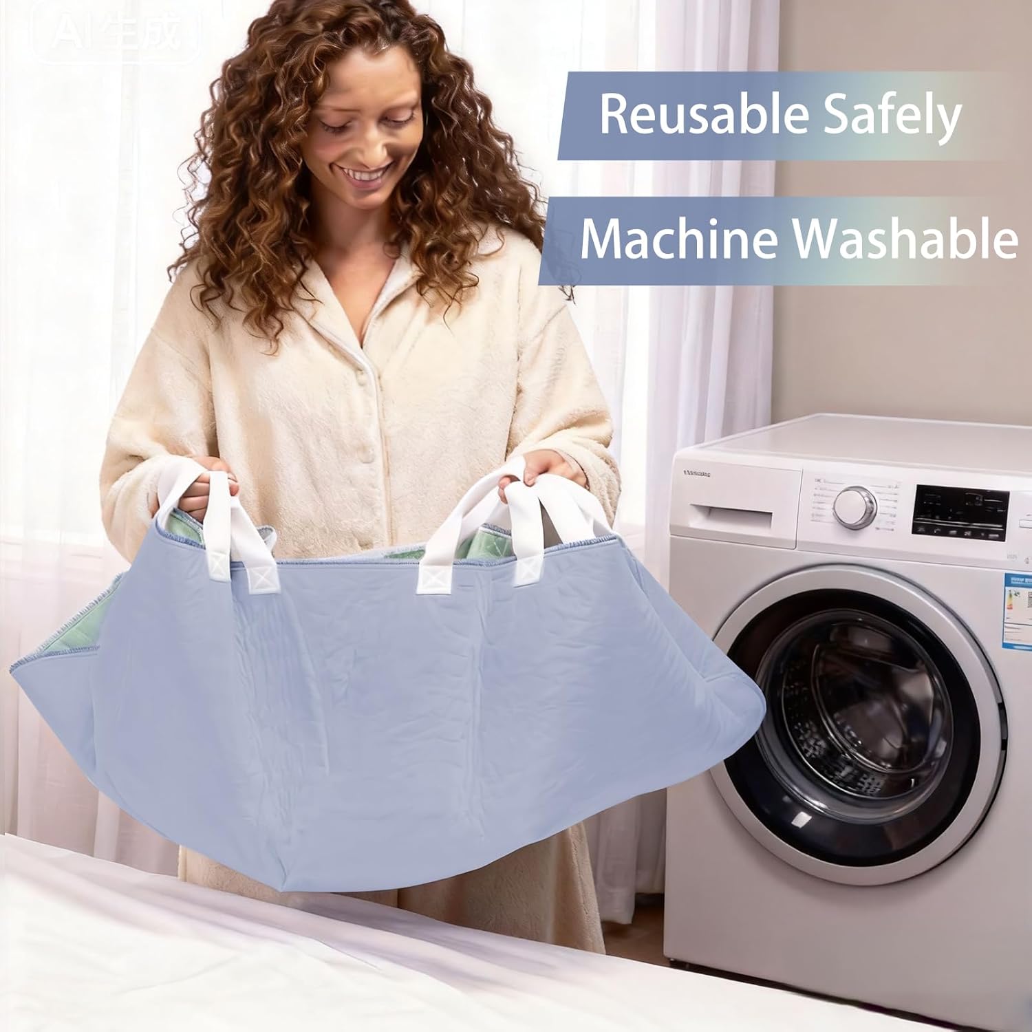 Reusable Positioning Bed Pads for Elderly Adults with 8 Handles 2 Pack 34”x52” -Absorbent Draw Sheet with Handles,Washable Waterproof Incontinence Under Pads for Transferring Moving,Pulling