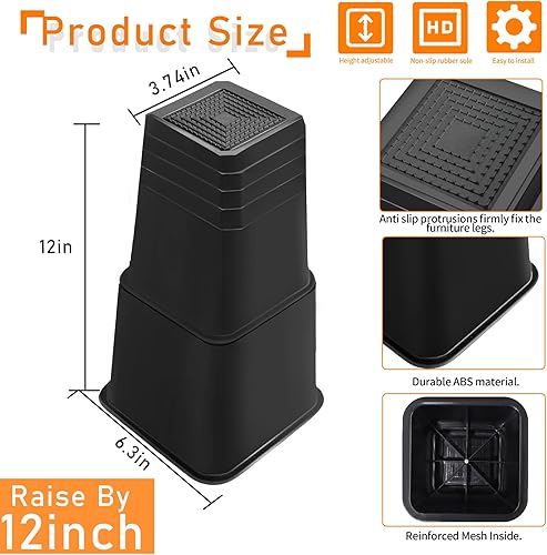 Miniatura 9 de 20 elevadores de cama ajustables de 10 pulgadas, resistentes, elevadores de muebles en alturas de 1, 2, 3, 4, 5, 6, 7, 8, 9, 10 pulgadas para sofá,