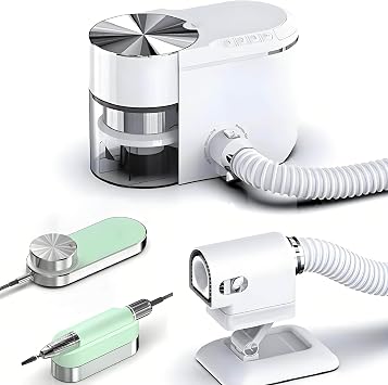 2 in 1 Nail Vacuum Cleaner & Nail Drill Machine Kit,Nail Dust Collector,Professional Electric Nail Drill Tool, with 30000rpm Suck While Grinding Adjustable Speed B