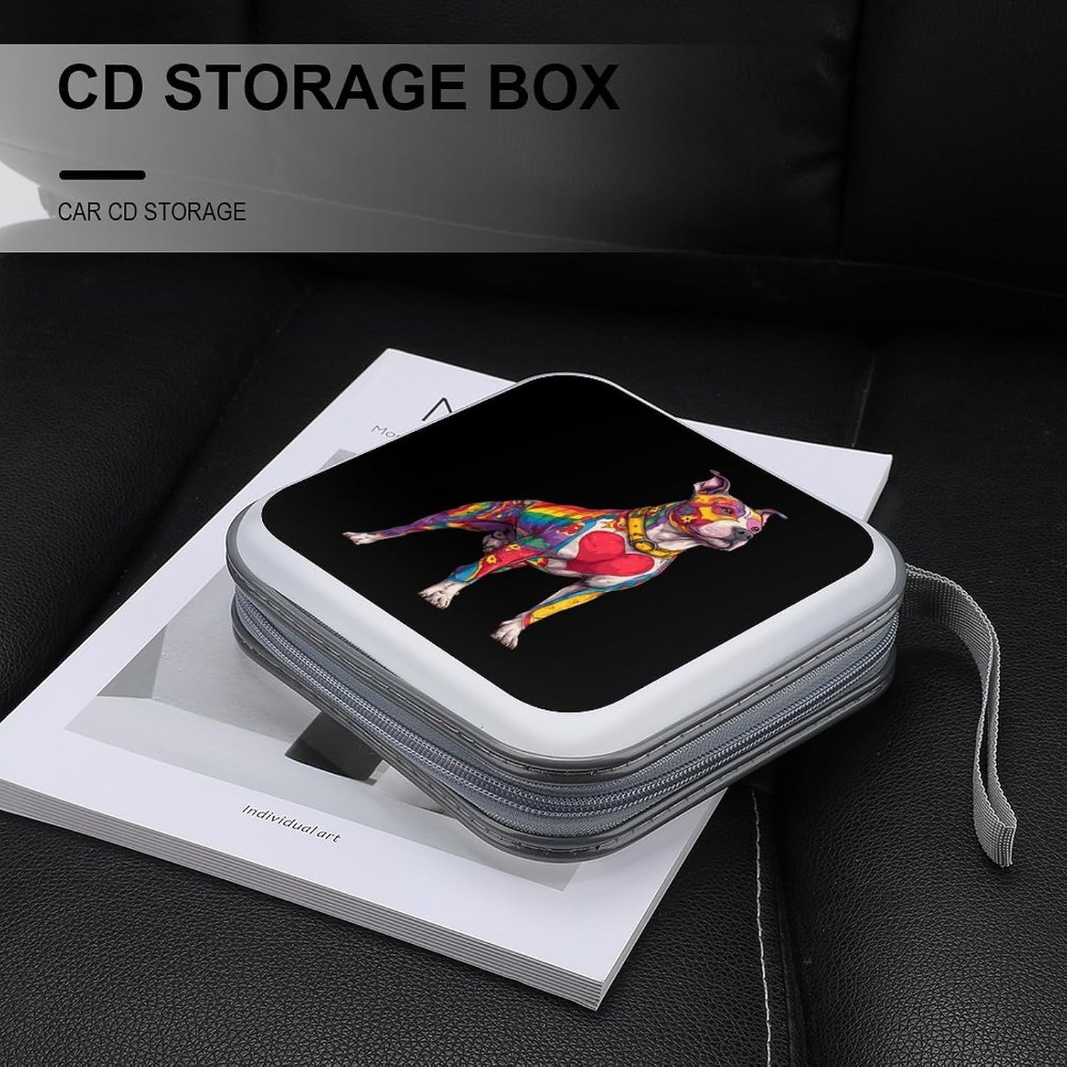 Colorful Pitbull CD Case 40 Capacity DVD Case Holder Wallet Organizer for Car Home image 5