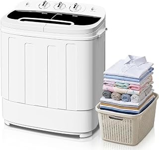 SUPER DEAL 13lbs Twin Tub Portable Washing Machine - Compact Spin Dryer for Apartments, RVs, Dorms, Camping