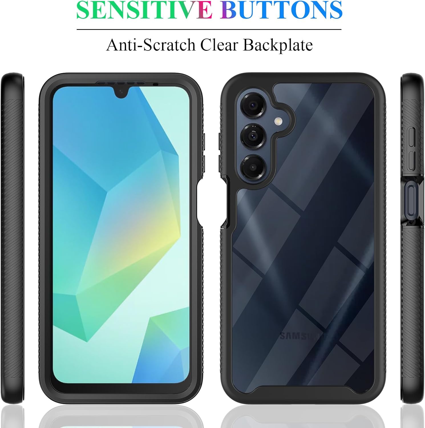 wahhle Compatible with Samsung Galaxy A26 5G Case, Built in Screen Protector Full Body Shockproof Slim Fit Bumper Protective Phone Cover for A26 4G/5G Men Women-Black/Clear Samsung A26 Black image 4 of 7 B0DNS1JKHT