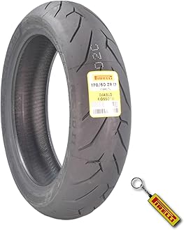 Pirelli Diablo Rosso II 170/60 ZR 17 M/C (72W) TL Rear Motorcycle Tire - High Performance, Durable, and Reliable: Sport Performance for Road Use with Keychain
