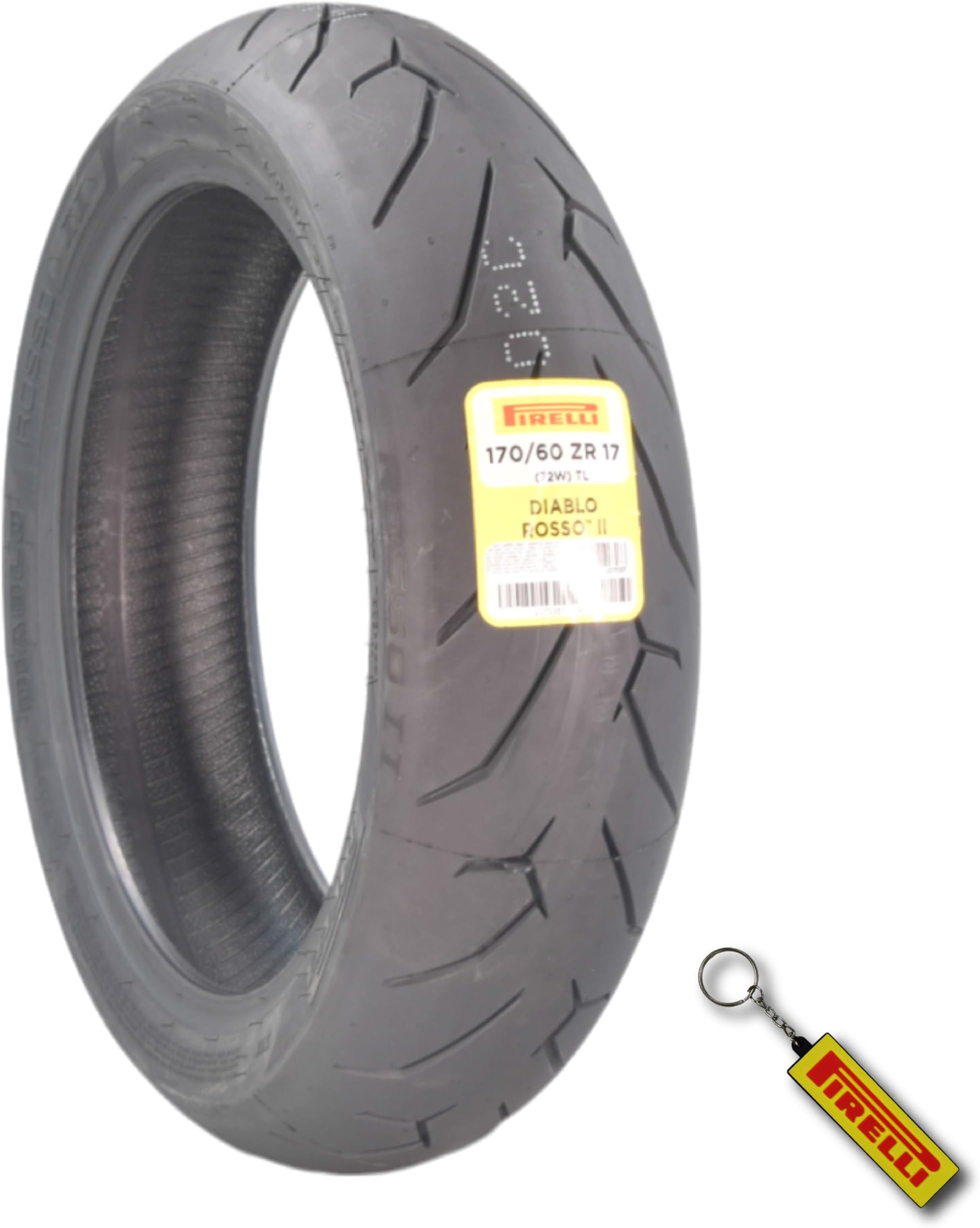Diablo Rosso II 170/60 ZR 17 M/C (72W) TL Rear Motorcycle Tire - High Performance, Durable, and Reliable: Sport Performance for Road Use with Keychain