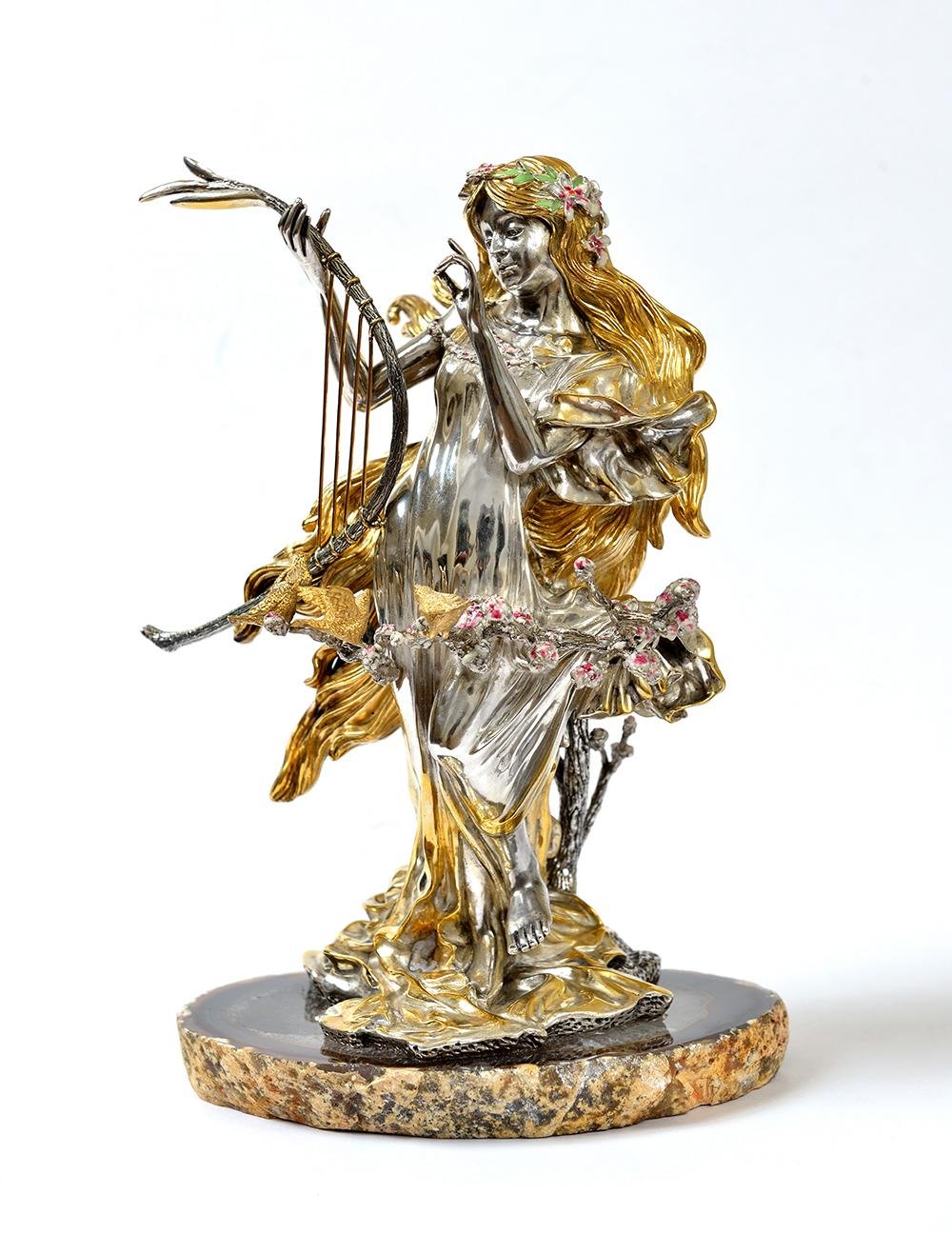 Silver Statue Figurine"Spring Girl" Unique Housewarming