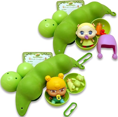 Thin Air Brands Pea Pod - Paquete de 2 juguetes coleccionables de sorpresa misteriosa con mini bebé ropa y accesorios todo en una suave cápsula de Thin Air Brands Pea Pod - Paquete de 2 juguetes coleccionables de sorpresa misteriosa con mini bebé ropa y accesorios todo en una suave cápsula de
