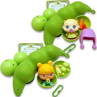 Pea Pod Babies Bundle (Set of 2) - Collectible Mystery Surprise Toys with Mini Baby, Clothing, & Accessories - All in A Soft Pea Pod - Small Doll for Boys & Girls, Easter Basket Stuffer