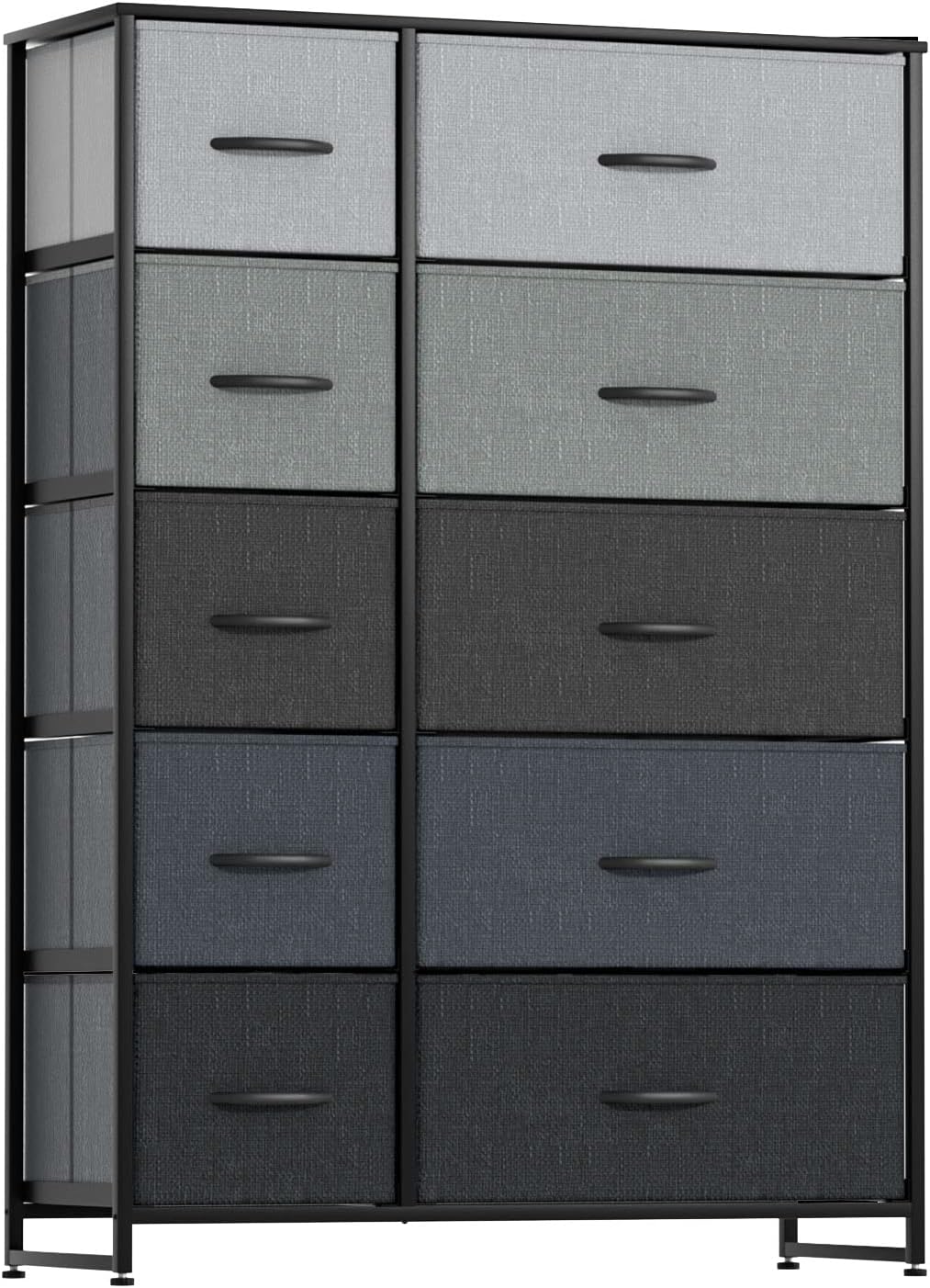 LLappuil Tall Dresser for Bedroom, Fabric Dresser Drawers for Clothes Storage Organizers, 10 Drawer Dresser Chests of Drawers Tower, Large Dresser for Closet, Nursery, Living Room, Hallway, Grey
