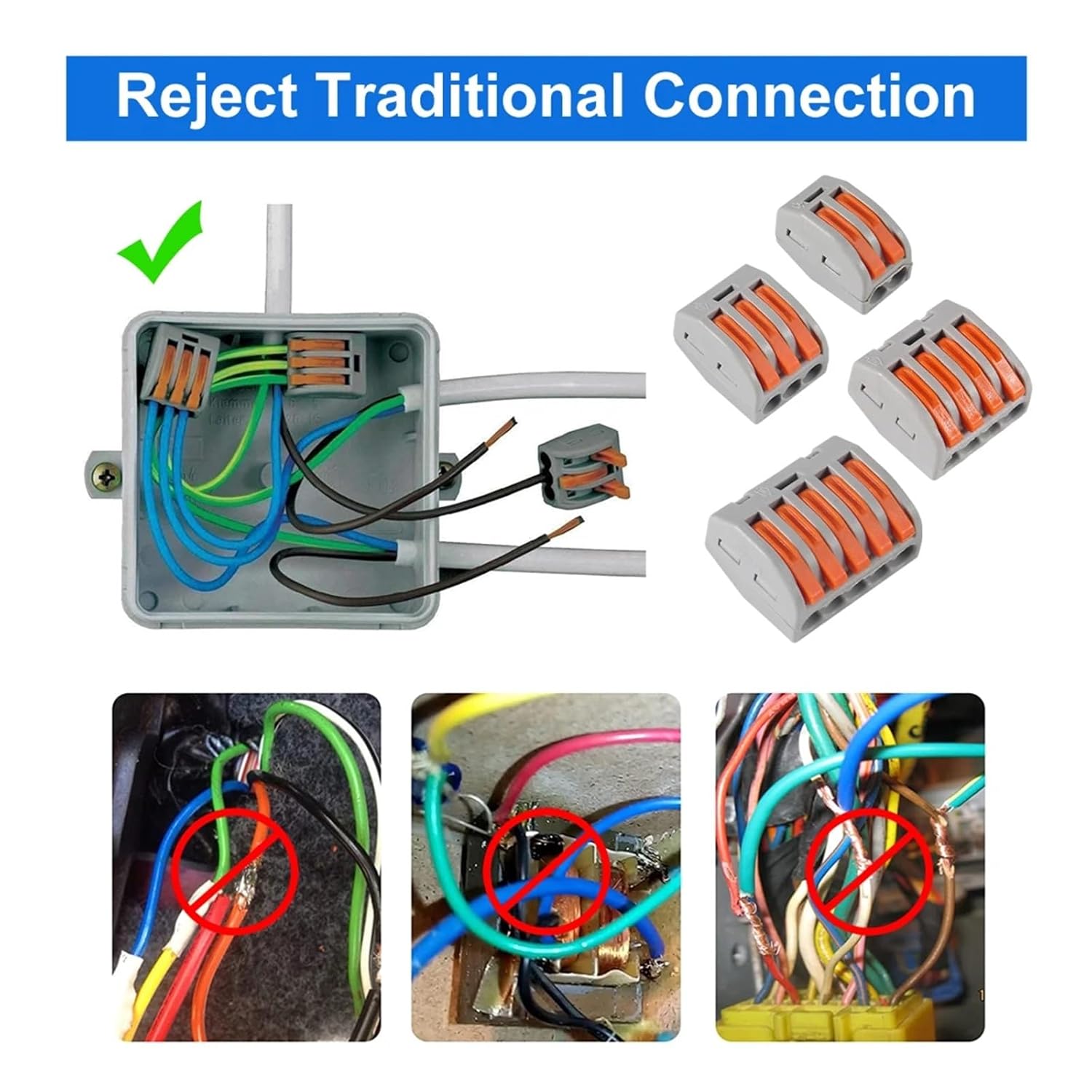 Lever Wire Connectors Kit Compact Splicing Fast Connection Terminal Electrical 2/3/5 Conductor Assort
