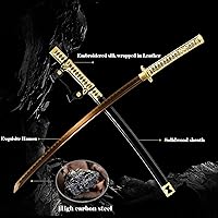 Vista 2 de 40.6 pulgadas de acero de alto carbono al horno dragón de oro japonés Katana Samurai Espada Full Tang jian