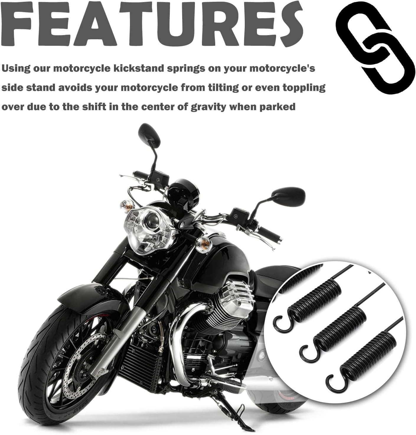 5PCS Motorcycle Kickstand Spring Kit,Sturdy Mini Bike Kickstand Springs Kit Includes 5 Lengths 120mm/75mm/100mm/90mm/110mm,Professional Motorcycle Accessories Side Stand Spring
