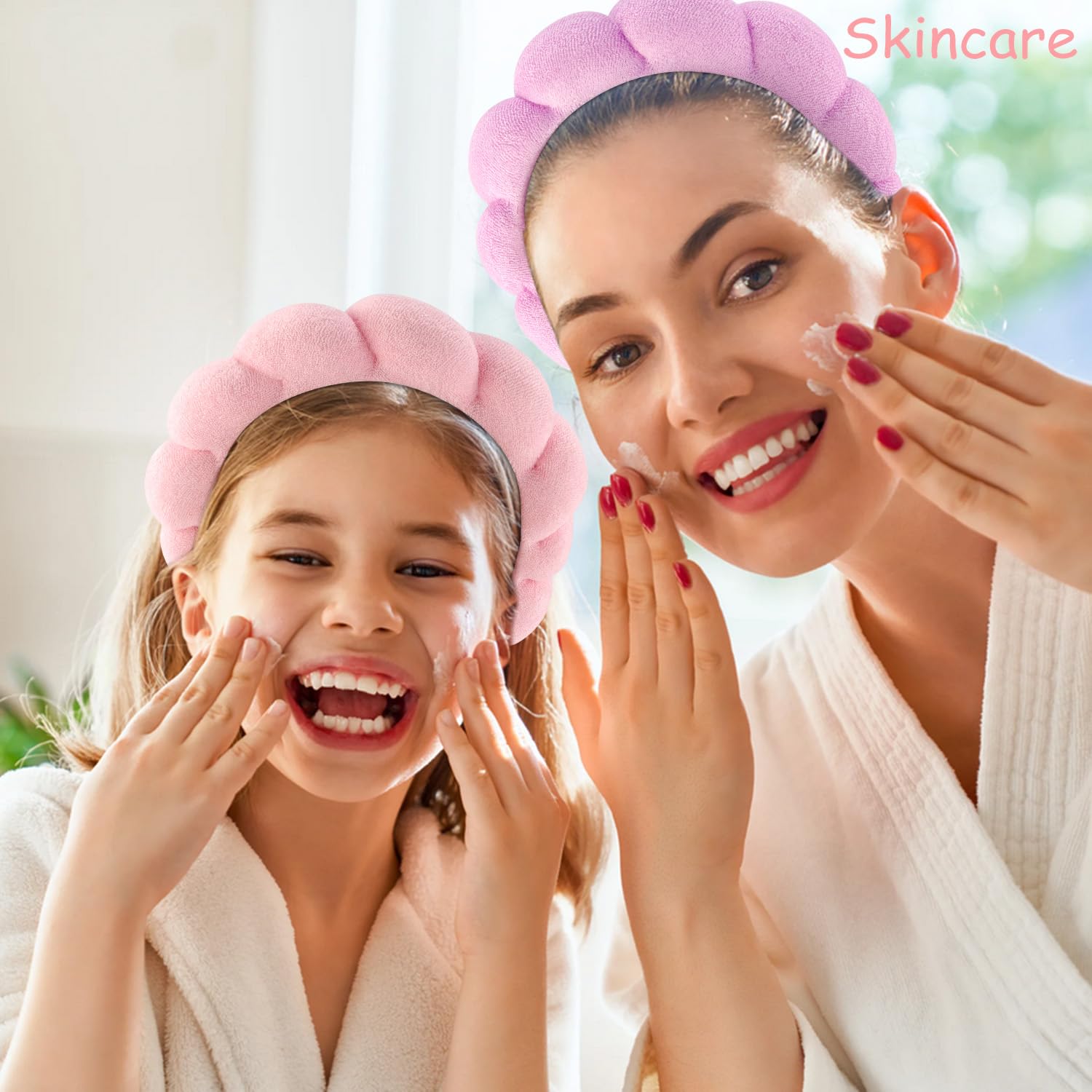 Chanaco Face Wash Headband for Skincare Makeup Pink Sponge Spa Hair Band Purple Headband for Washing Face Hair Accessories for Women Girls Gifts image 3