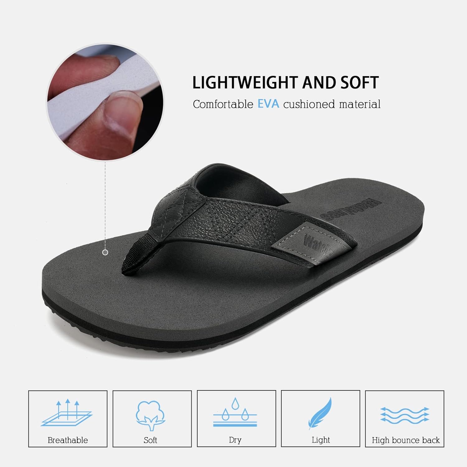 WateLves Mens-Flip-Flops-Thong-Sandals-with-Arch-Support Lightweight-Water-Shoes Open-Toe Comfort Summer-Beach-Slippers for Pool-Showers-Dorms Indoor-Outdoor - Image 6