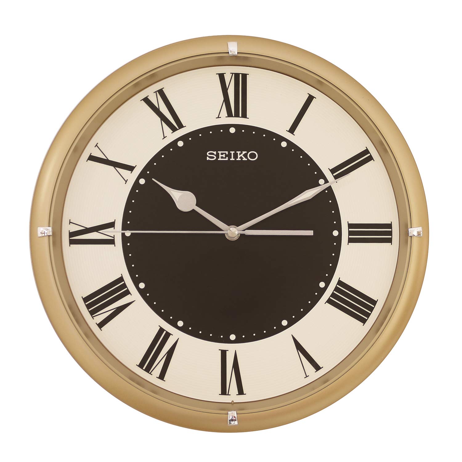 Seiko Elegant Round Luminous Roman Numbers Analog Plastic Case Night Glow Wall Clock for Bedroom Living Room Home Decor Office Gifts (Size: 31 x 5 x 31 CM | Weight: 680 Gram | Color: Almond) QXA920G