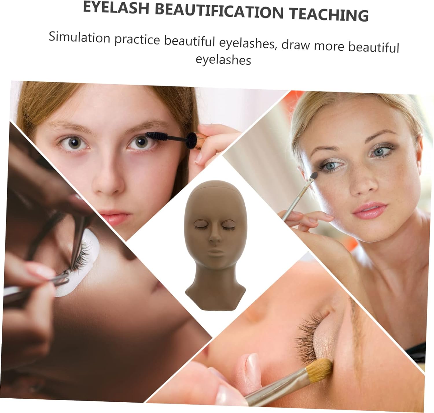 2pcs Eyelash Extension Mannequin Head Curly Lashes for Makeup Training