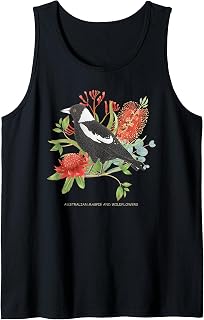 Australian Magpie and Wildflowers Tank Top