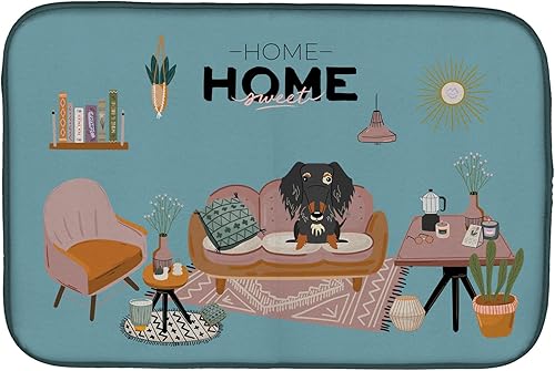 Miniatura 459 de Caroline's Treasures CK7824DDM - Tapete absorbente para secado de platos con diseño de bulldog inglés, rojo y blanco, para encimera de cocina, 14 x