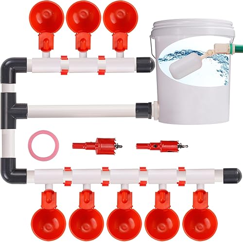 Válvula de flotador de bricolaje controlada agua de pollo,12 "PVC Tee Fitts,Tazas de agua de pollo,Agua de aves de corral Codorniz Pato