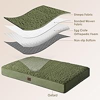Vista 5 de EHEYCIGA Camas ortopédicas XL para perros extragrandes con funda extraíble lavable, color verde oscuro, 44 x 32 pulgadas
